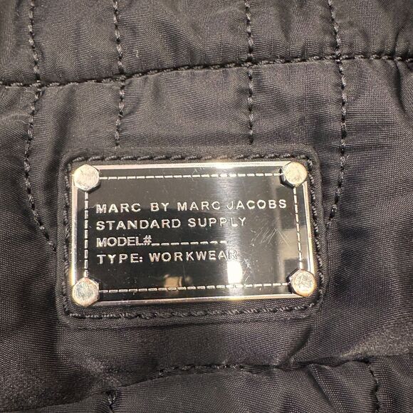 Marc By Marc Jacobs Black Quilted Nylon Tote Logo Handbag or Diaper Bag Pockets - Picture 2 of 10